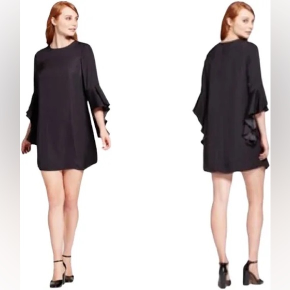 Who What Wear Ruffle Bell Sleeve Dress ax XXL in Black